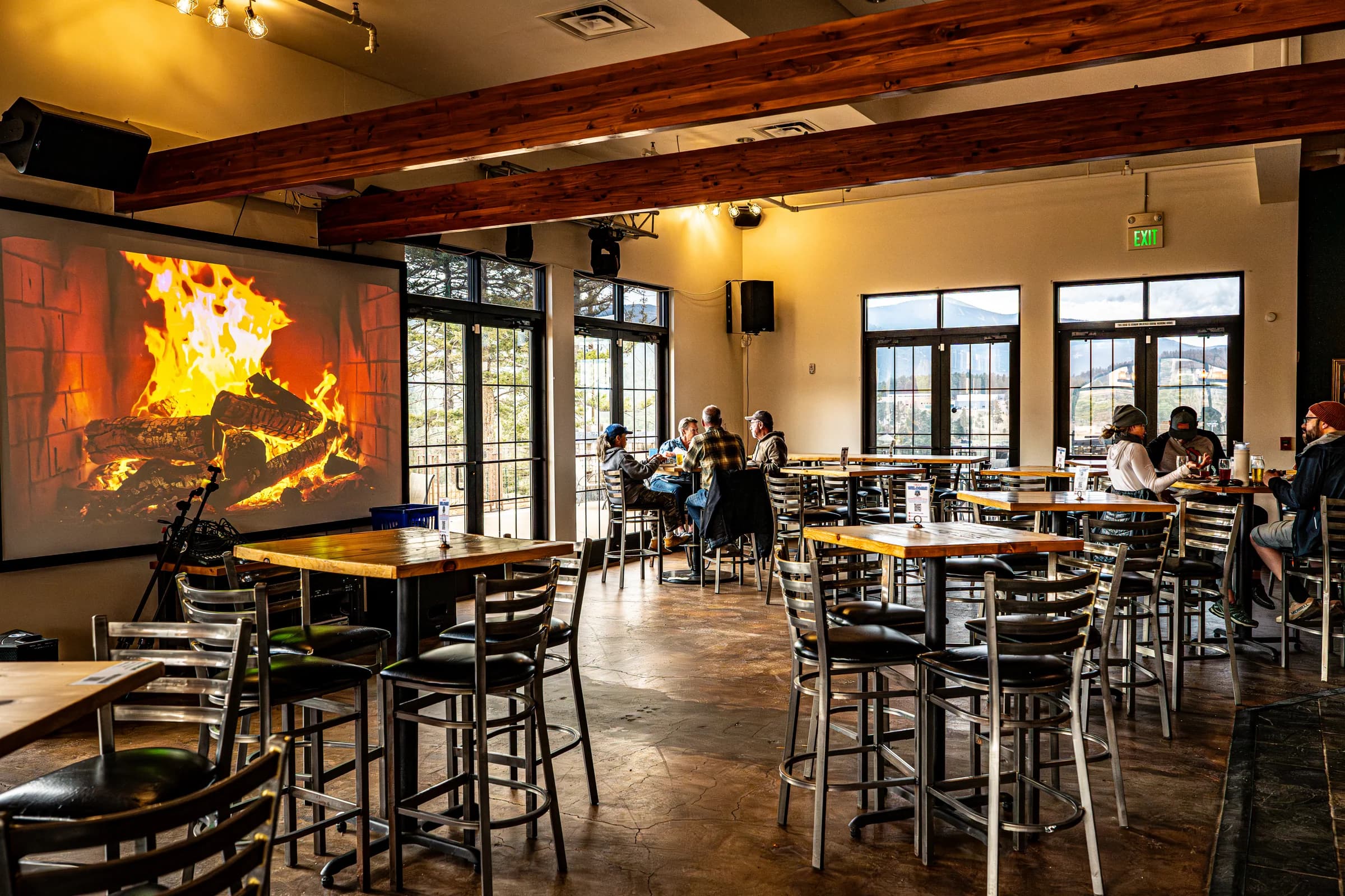 The Snowpack Pizzeria dining room set for a private event